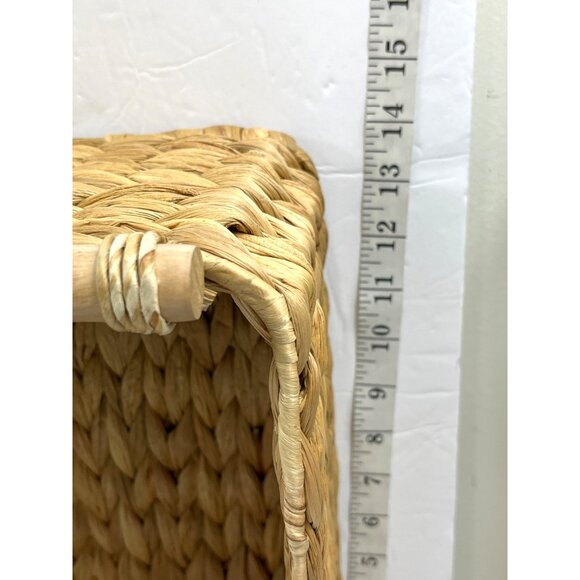 Handwoven Wicker Storage Baskets Set Of 2 With Wooden Handles - Rustic & Durable - Picture 11 of 12